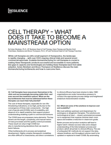 Cell Therapy - What Does it Take to Become a Mainstream Option Thumbnail